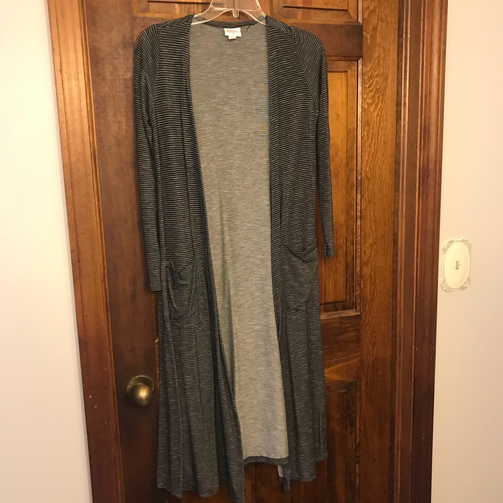Black and grey striped long sweater